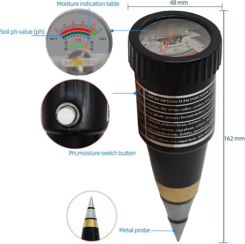 Miniatura 3 de VT-05 - Medidor de suelo higrómetro, instrumento portátil para el cuidado de plantas, ideal para jardín, césped, granja, uso en interiores y