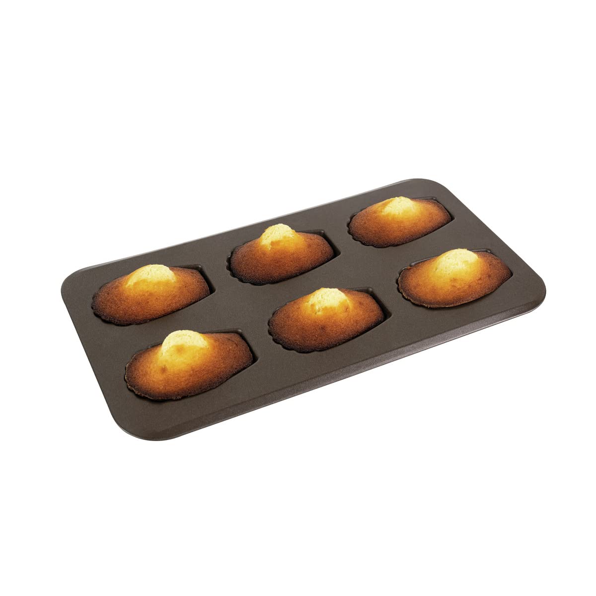 Gobel - Plaque à 6 Madeleines Gourmandes - Grand Format XXL - 39 x 20 cm - Acier - Revêtement Antiadhérent Bicouche Garanti sans PFAS - Qualité Professionnelle – Fabriqué en France