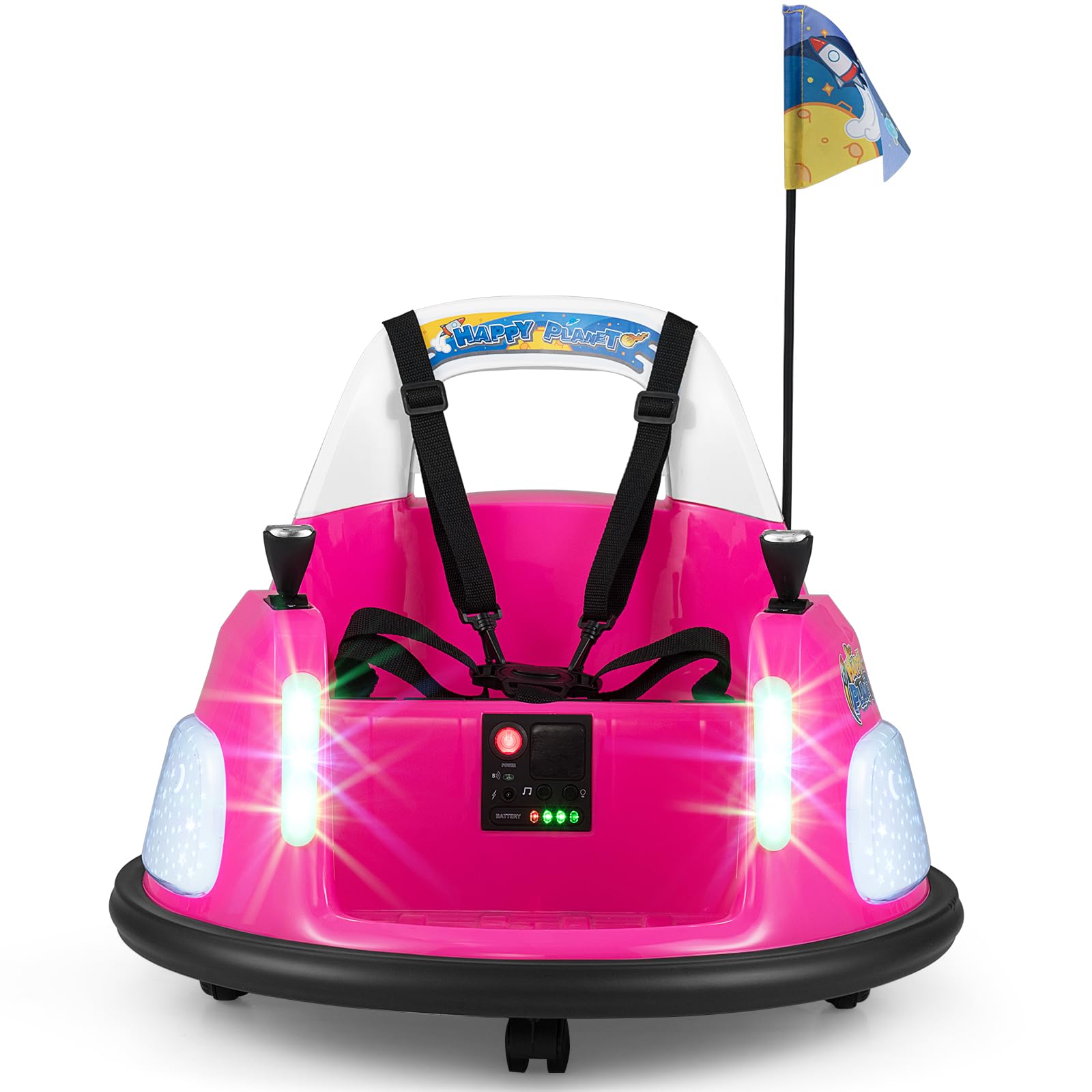 GYMAX 12V Kids Ride On Bumper Car, Toddler Electric Vehicle (Pink)