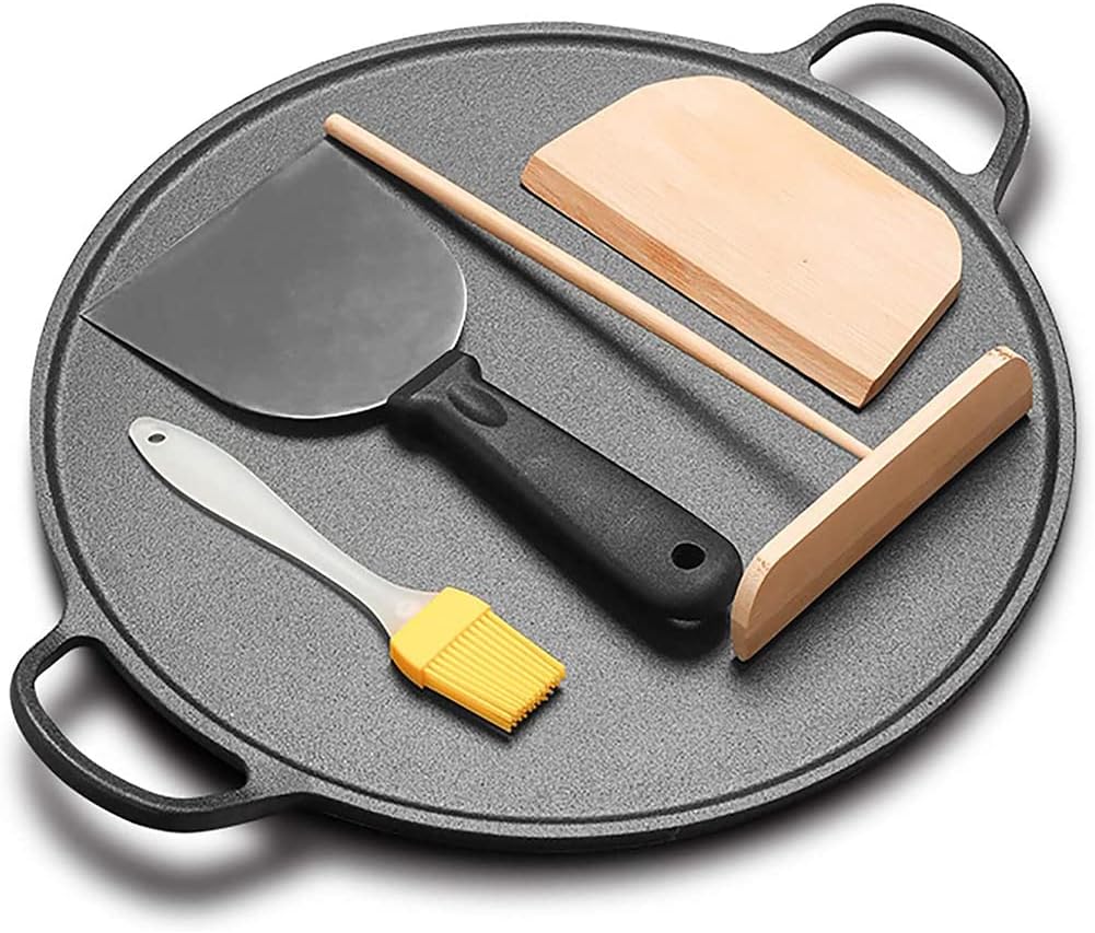 Cast Iron Flat-Bottom Pancake Pan, Non-Stick Crepe Pan, Pancake Pan with A Handle, Suitable for Fried Egg Tortillas