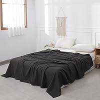 Vista 7 de BISELINA Sábana de Lino Francés Sábana Plana Solamente 55% Lino Europeo 45% Algodón Estilo Básico Color Sólido Suave Transpirable Estilo Granja Gris