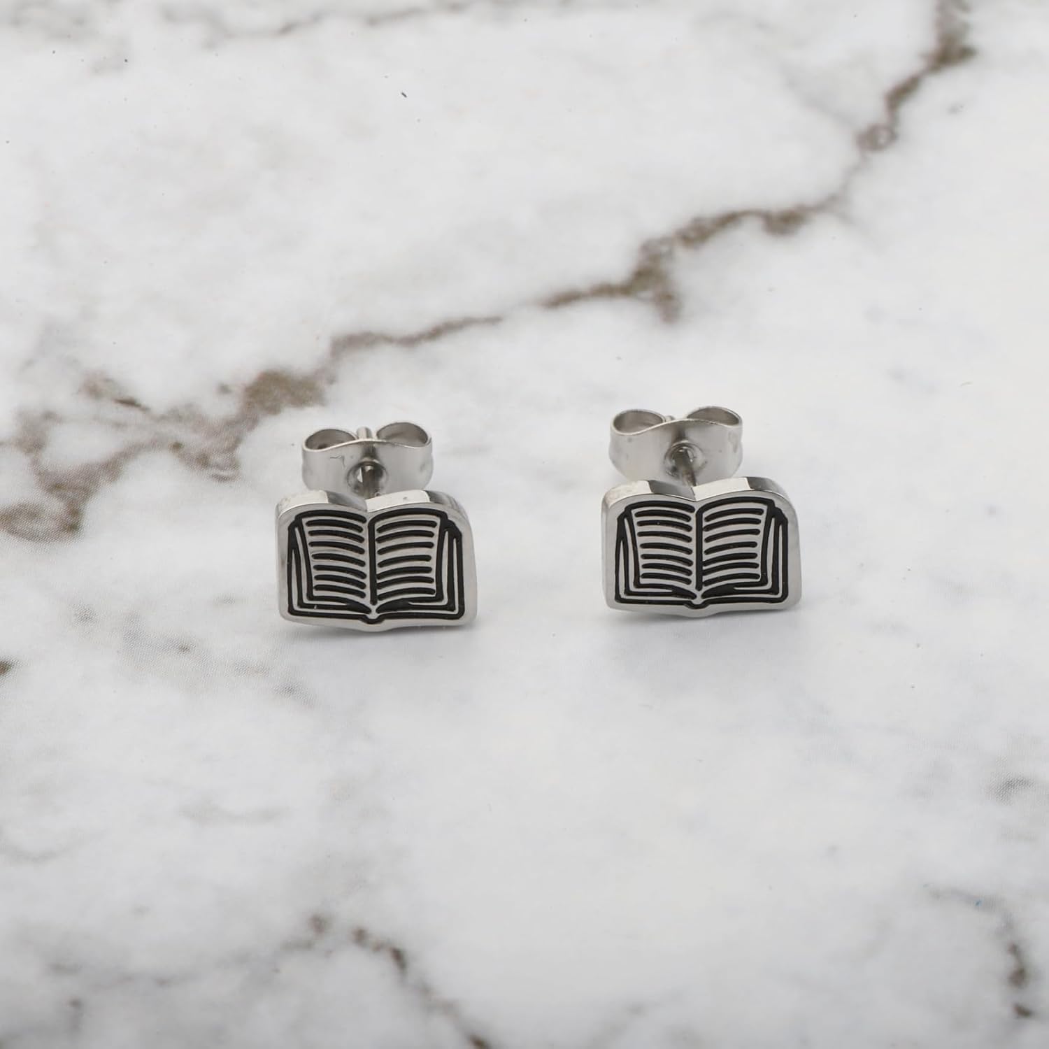 CENWA Book Stud Earrings Tiny Book Earrings Book Jewellery Bookish Gift for Book Lover - Image 4
