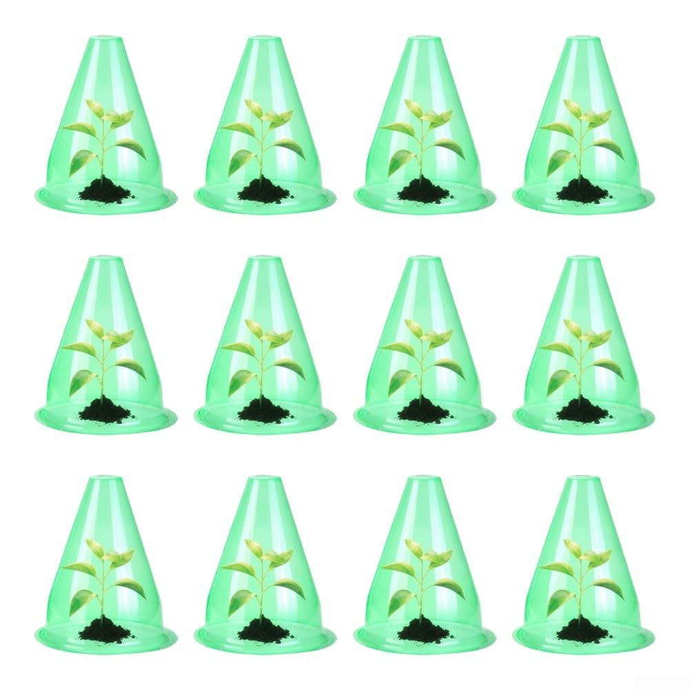 Lot de 12 cloches transparentes pour protection contre le gel, dômes de jardin réutilisables en plastique 20 x 20 x 24 cm