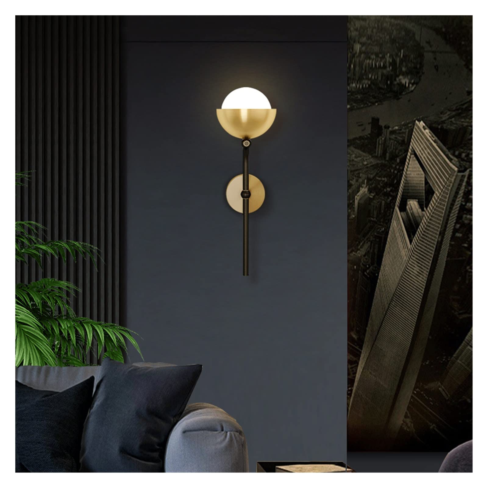 ZTCHSENZT Wall Sconces, Nordic Copper Wall Lamp Modern Minimalist Bedroom Bedside Lamp Aisle LED G9 Light Source Wall Lamp,Black