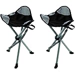 Travel Chair Slacker Tripod Chair for Camping, Set of 2, Adjustable Carry Strap for Easy Transport | Oversized Duck Feet for Improved Stability | Perfect for Outdoor Adventures (Black)