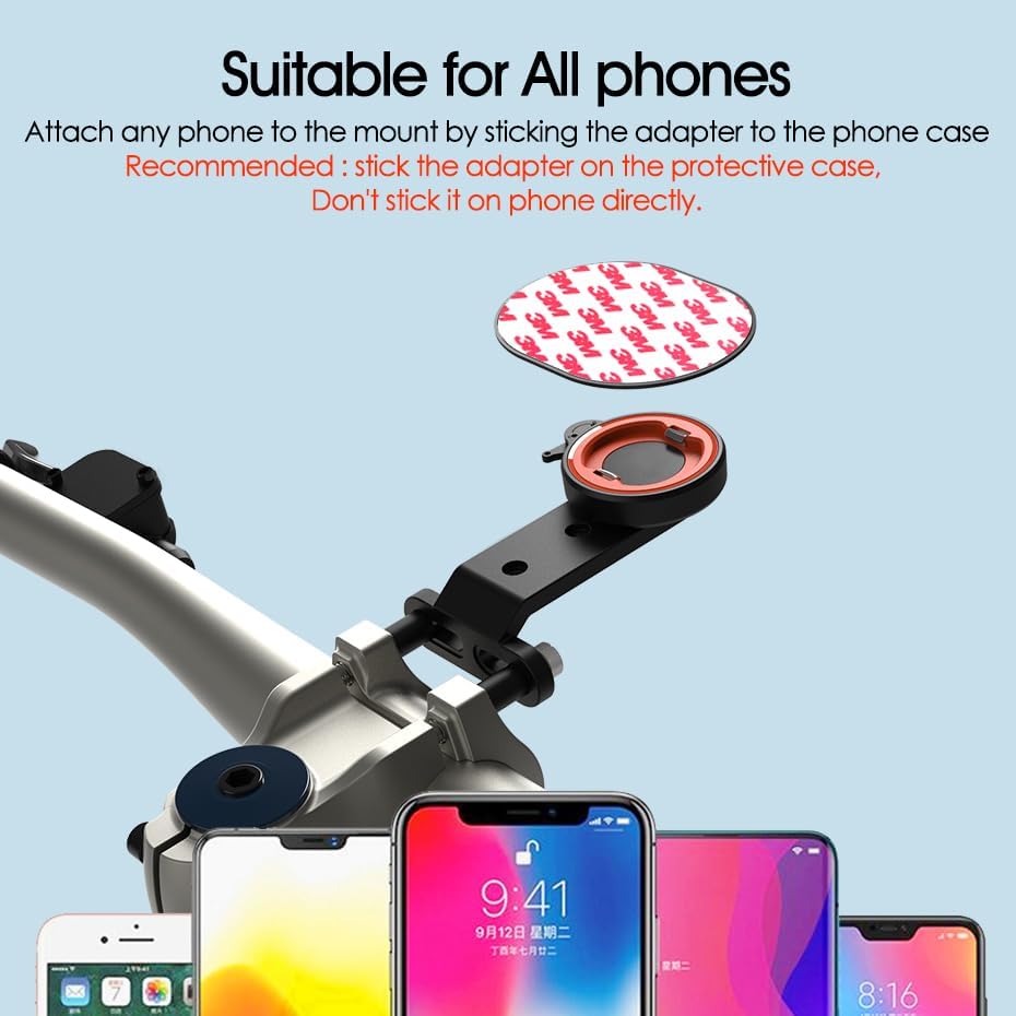 Miniatura 7 de Soporte delantero para teléfono para bicicleta  Doble hebilla de liberación rápida  Soporte de aluminio CNC para iPhone y Android  Se adapta a