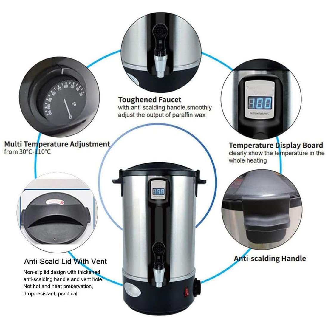 Derretidor de cera eléctrico para hacer velas, jarra de vertido de 10,8 L con termómetro para principiantes