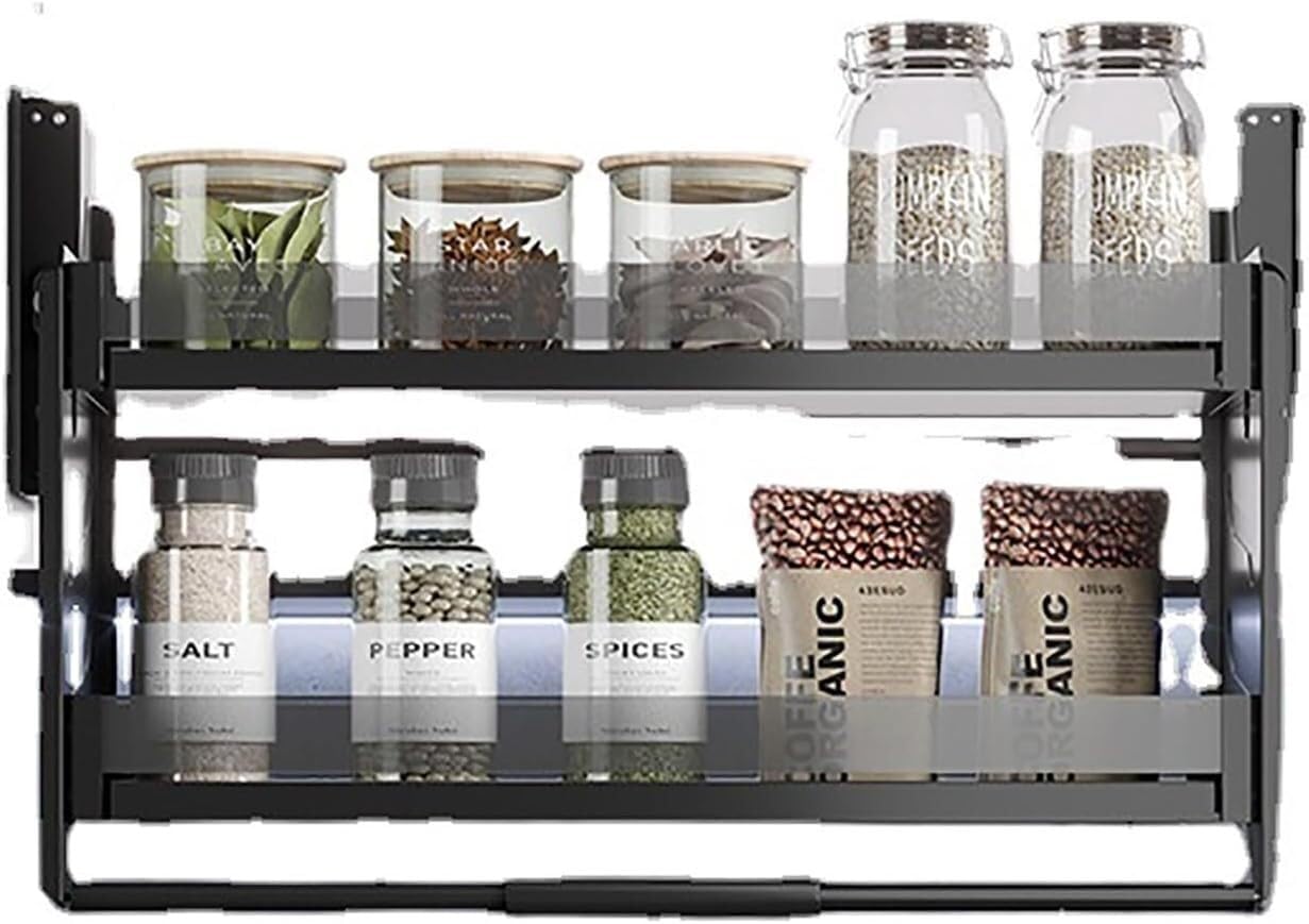 OLSKFUH Guide Rail Cabinet Pullout 2 Tier Pull Down Cabinet Organiser Kitchen Pull Down Shelf With Silicone Handle,90cm
