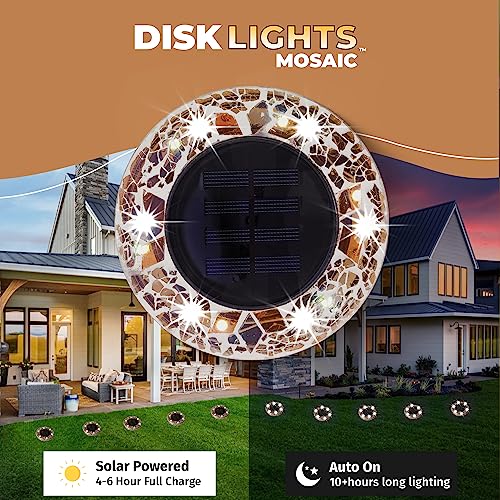 Mosaic Led Solar Garden Lights, 4Pk Solar Pathway Lights Outdoor Waterproof, Elegant Solar Yard Lights | Solar Lawn Lights | Solar Walkway Lights | Solar Driveway Lights | Pathway Lights And More -Tan #TOP2