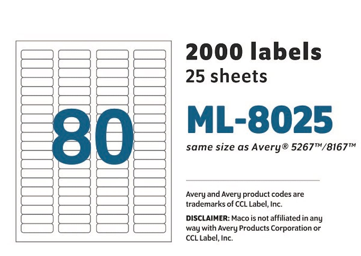 Blank Address Labels 2000 Blank White Return Address Labels - 25 Sheets, 80  Labels Per Sheet, 1.75x0.5 Inches Houselabels Brand Adhesive Labels
