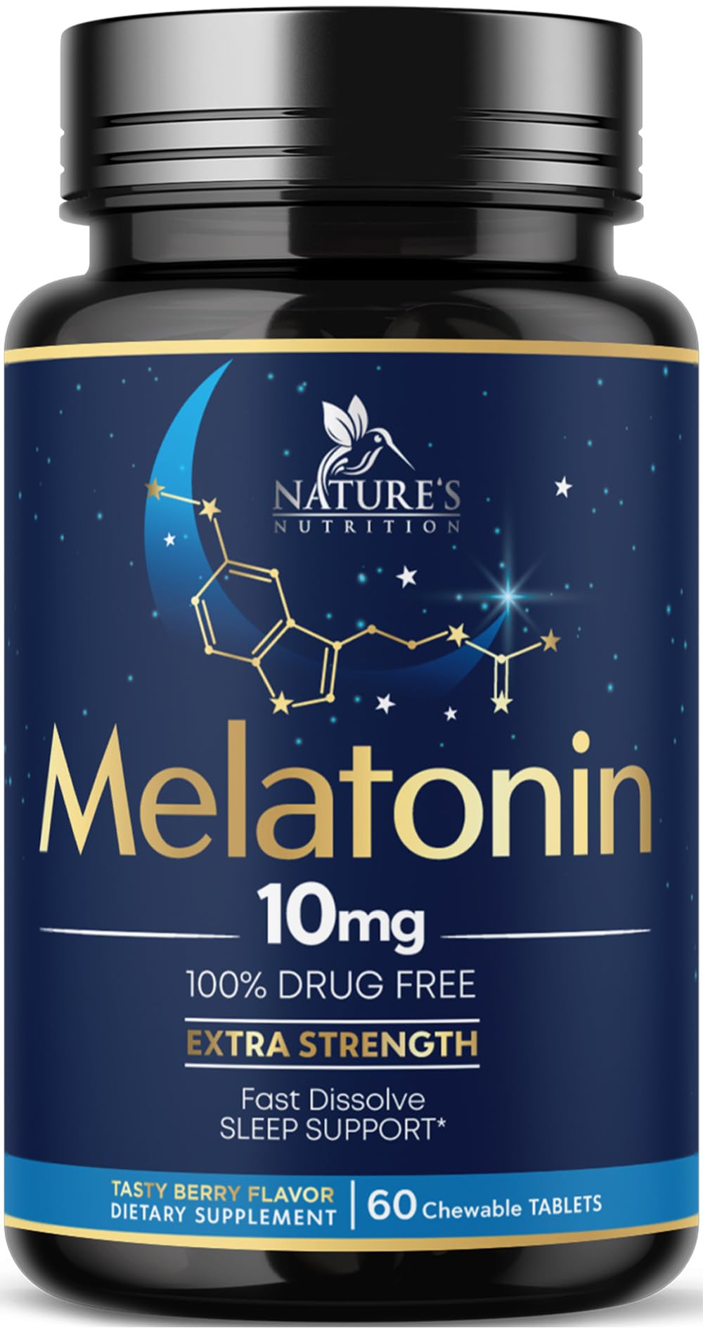Melatonin 10mg - Fast Dissolve Tablets - Sugar-Free Melatonin Supplement for Restful Sleep Support Extra Strength Sleep Support