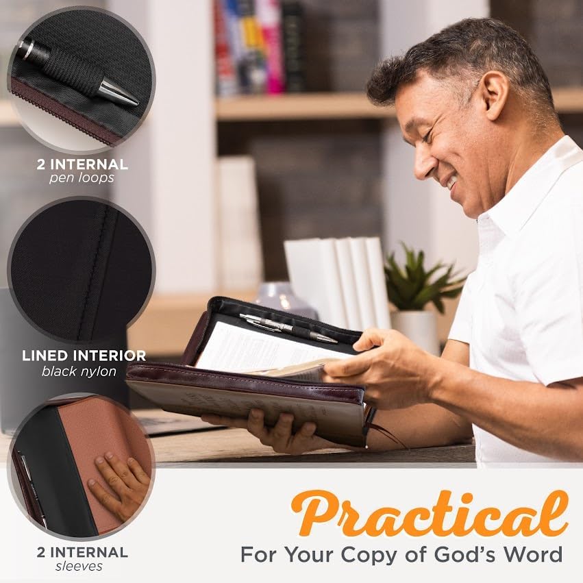 Miniatura 3 de Christian Art Gifts Men's Classic Bible Cover I Know The Plans Jeremiah 2911, BrownTan Faux Leather, XL Leather Bound