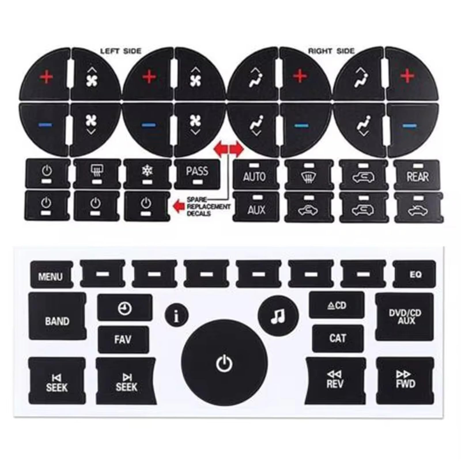 Compatible with Chevrolet for Avalanche LT for LTZ 2007-2013 2014 2015 Car for Radio Dashboard Control Button Repair Decals Decorative Sticker Car Button Sticker Kit