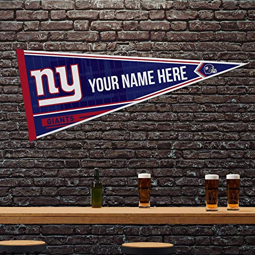 Image of Rico Industries NFL Football New York Giants Personalized - Custom 12 inch x 30 inch Soft Felt Pennant - EZ to Hang