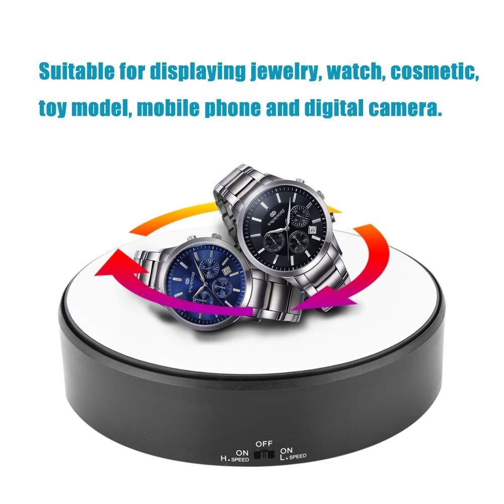 Espositore Rotante Motorizzato A 360° - Giradischi Con Specchio Per Gioielli, Orologi E Fotografia - Foto 3