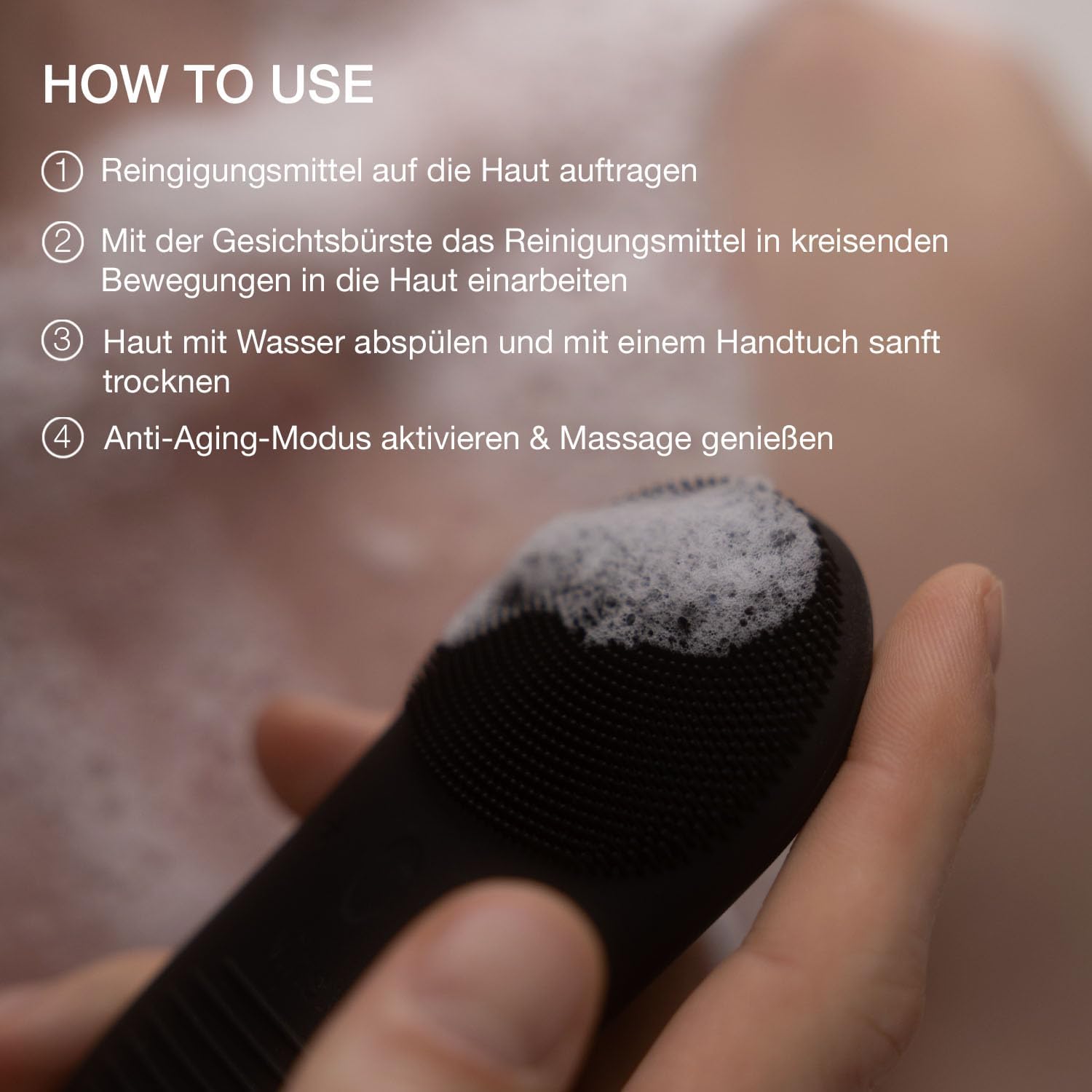 Silikon Gesichtsreinigungsbürste elektrisch mit Vibration | Unisex Gesichtsbürste mit 12 Stufen für porentiefe Reinigung | Wasserdichte Reinigungsbürste Gesicht I Gesichtsreinigungsgerät