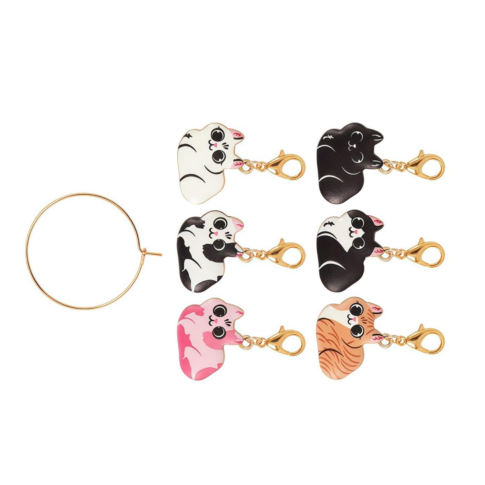 Metal Progress Holders for Crochet Projects, Knitting Row Clips with Clasp Charms and Organizer Hoops Set Pack Progress Holders Clips Place Counters Needlework Tools Removable Clasps Knitting