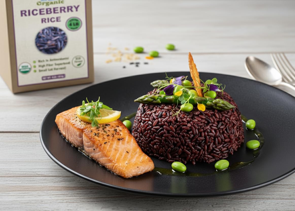 Organic Riceberry Rice - Purple Thai Black Jasmine Rice - USDA Certified - Premium Freshness - Small Lot Harvest Direct from our Farm to your Table - 4 LB