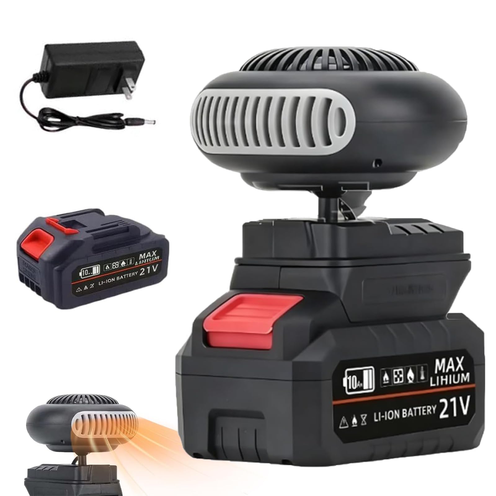 Battery Operated Heater, Battery Powered Heater with Anti-Tilt, Portable Cordless Rechargeable Heaters for Car Camping, 1500mAh Fast Long Lasting Heating (10-cell Battery * 1)