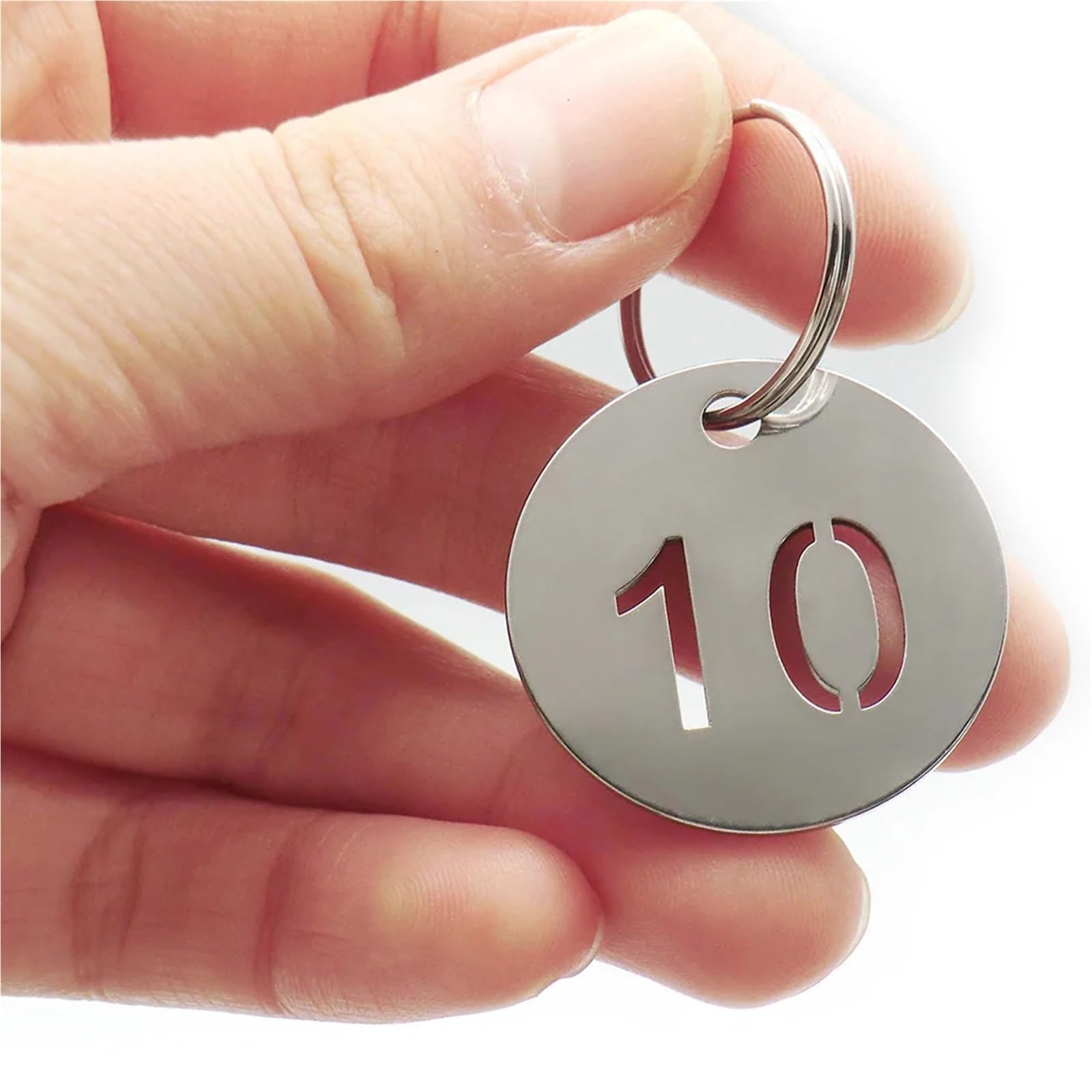 Breloki z numerowanymi zawieszkami, Okrągłe znaczniki numeryczne ze stali nierdzewnej 30 mm 1-200 Ażurowy wisiorek z płytką do identyfikatora breloczka(100-150)