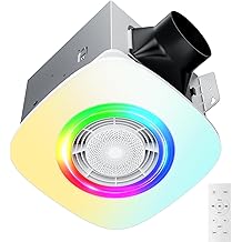 Amico Bathroom Exhaust Fan with Bluetooth Speaker, 110CFM 1.0 Sone Smart Shower Vent Fan with Light, 2000LM 24W Brightness, Dimmable, 3CCT-3000K/4000K/5000K, RGB, Music Sync, Remote, ETL &amp; FCC