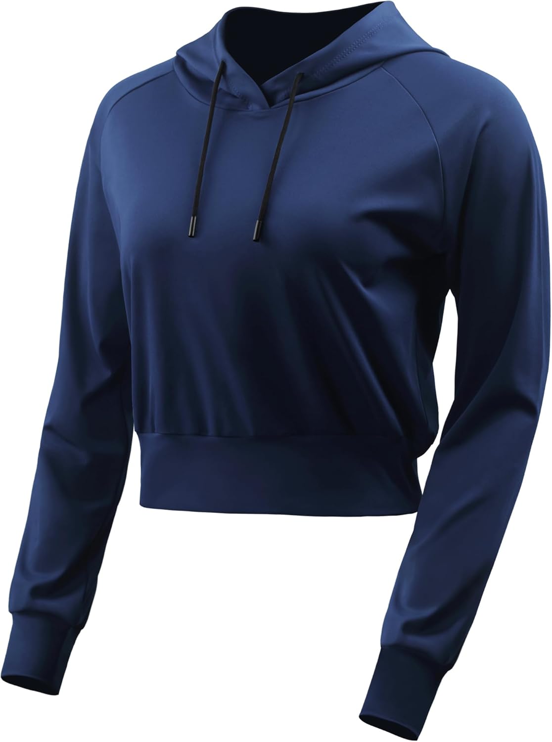 CADMUS Women's Workout Long Sleeve Shirts with Hoodie Sweatshirt Running Crop Top