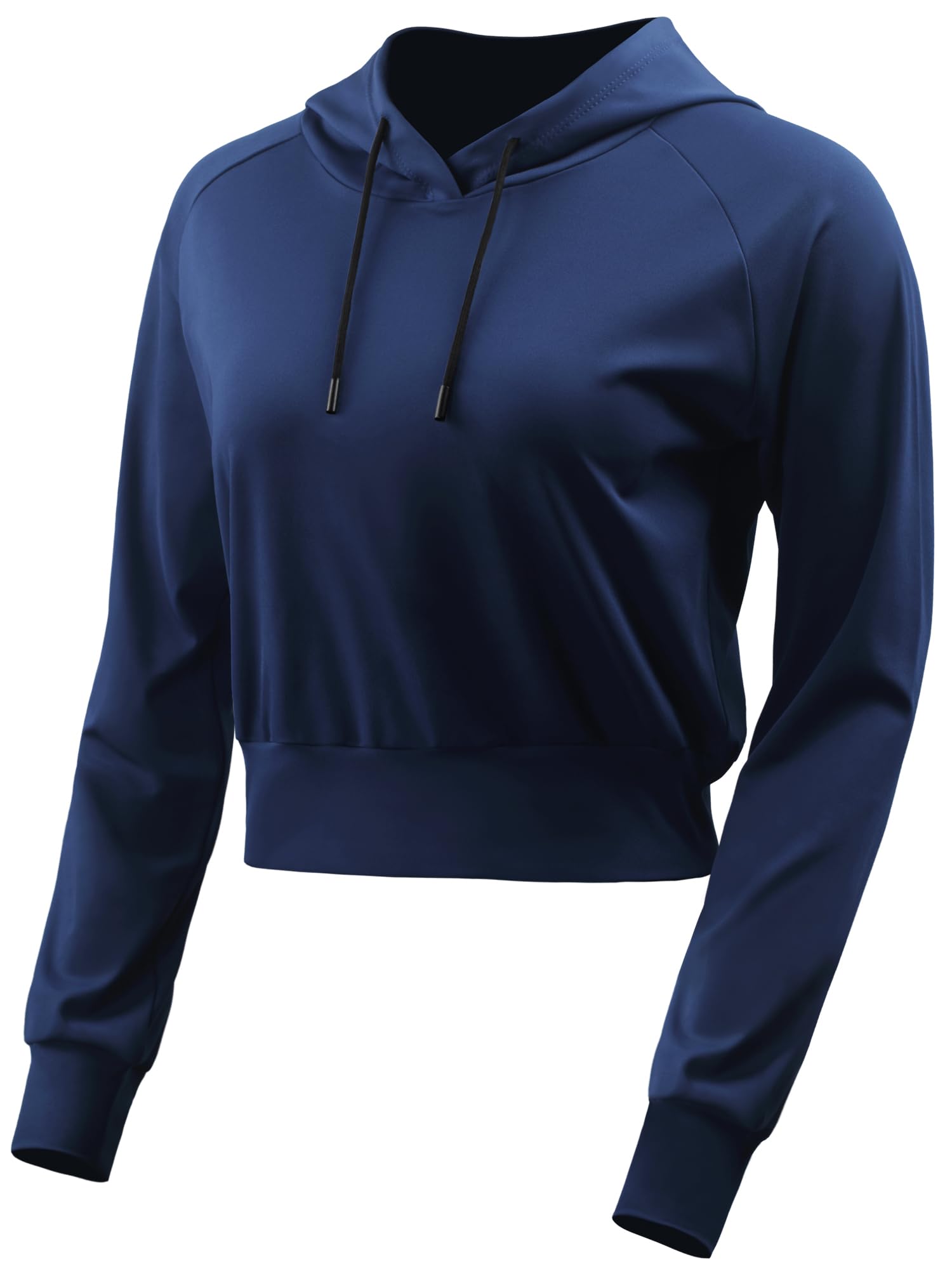 CADMUS Women's Workout Long Sleeve Shirts with Hoodie Sweatshirt Running Crop Top