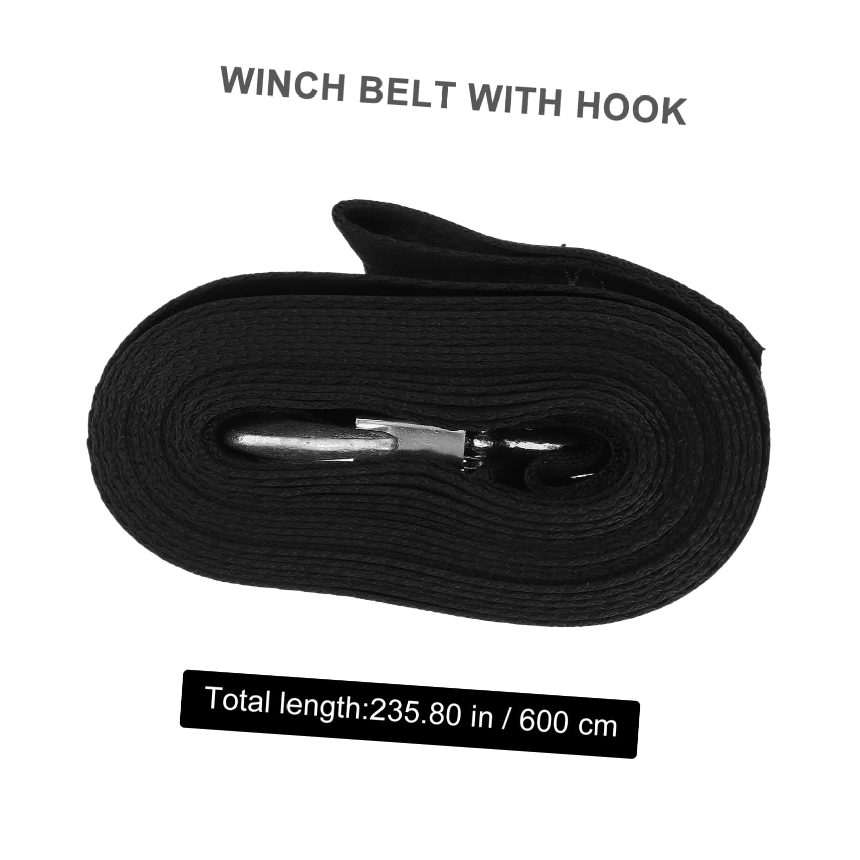 Ciieeo 1pc Winch Fixed Rope Emergency Rope Trailer Marine Winch Strap Black Polyester Steel Hook