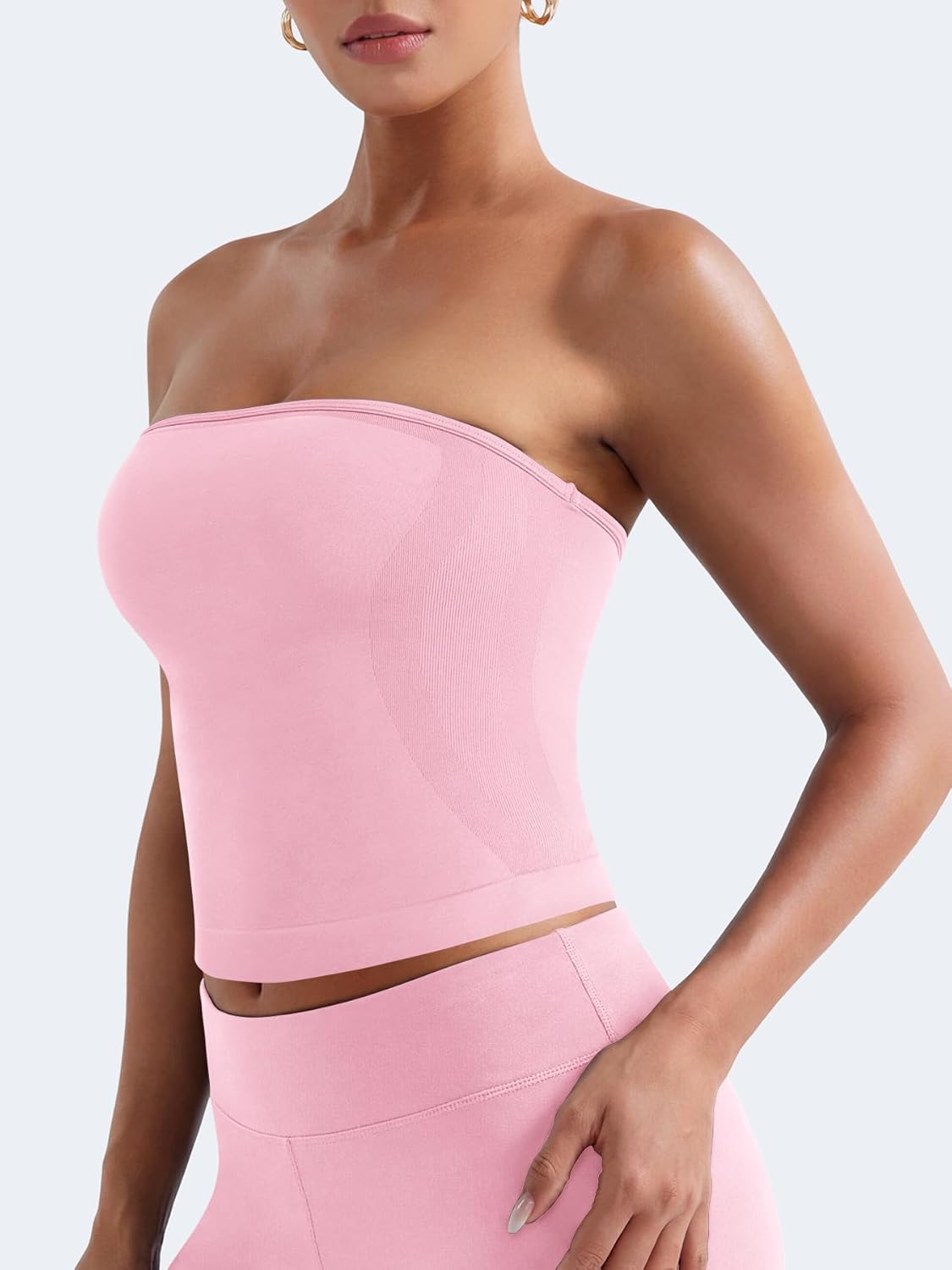 YEOREO Womens Workout Strapless Tube Top Zannie Going Out Seamless Padded Tank Tops Gym Yoga Light Support - Image 2