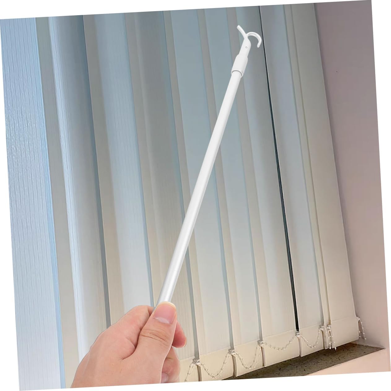 8pcs Adjustable Aluminum Alloy Vertical Blind Telescopic Curtain Pull Rod for Easy for and Blinds Silver