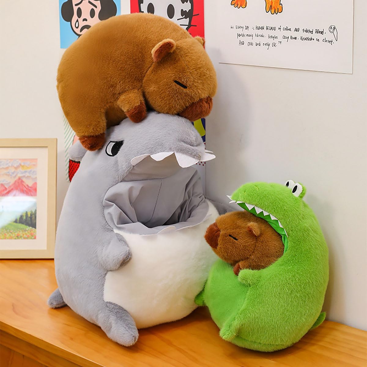 Capybara Plush Stuffed Animal, 11.8" Shark Plushie Kawaii Capybara Stuffed Toy Cute Birthday Gift for Kids Girls(Shark)