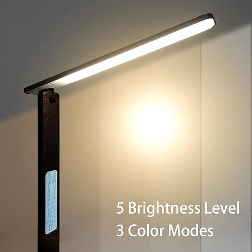 Miniatura 4 de Lámpara de escritorio, lámpara LED con cargador inalámbrico, puerto de cargador USB, control táctil, 3 modos de color, 5 niveles de brillo, lámpara