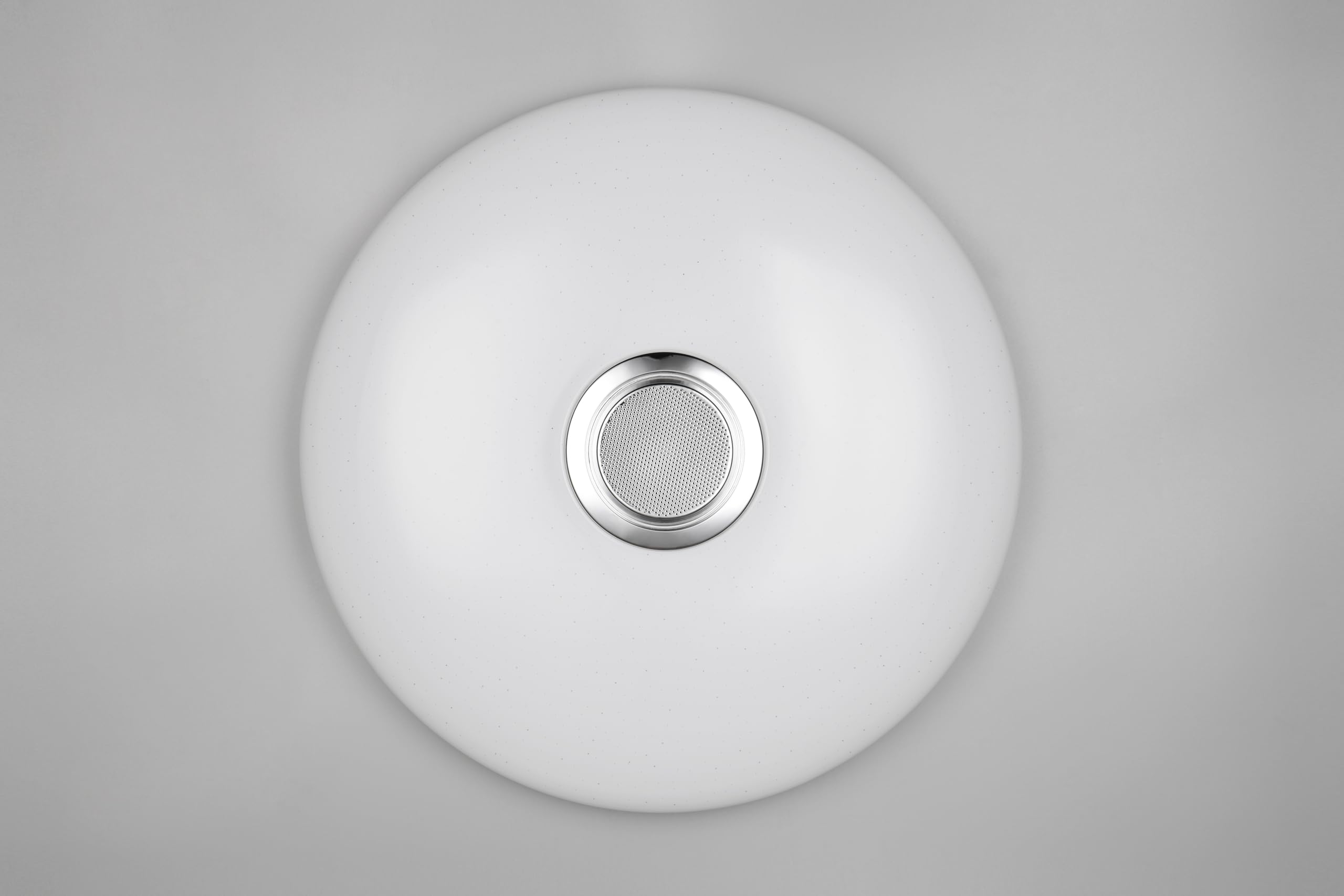 Reality Leuchten Plafón MUSICA R69031901 LED, pantalla de plástico blanco con efecto Starlight, LED de 33 vatios, mando a distancia, cambio de color, altavoz Bluetooth,
