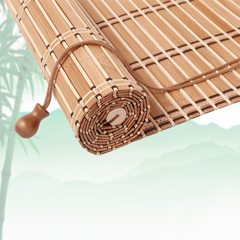 JFOZDM Bamboo Blinds, Bamboo Roller Blinds, Bamboo Blinds for Windows, Bamboo Shades for Windows, Custom Size, Bamboo Blinds for Indoor, Courtyard Garden, Balcony, Terrace, Outdoor Places