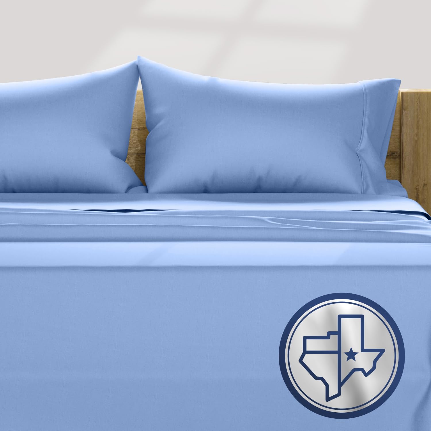 TEXAS LINEN CO. Luxury Egyptian Cotton King Size Sheet Set - 1000 Thread Count 4 Piece King Sheets, Soft, Cooling Extra Long Staple Sateen Weave Bed Sheets - Fits Upto 18” Deep Pocket - Deep Blue