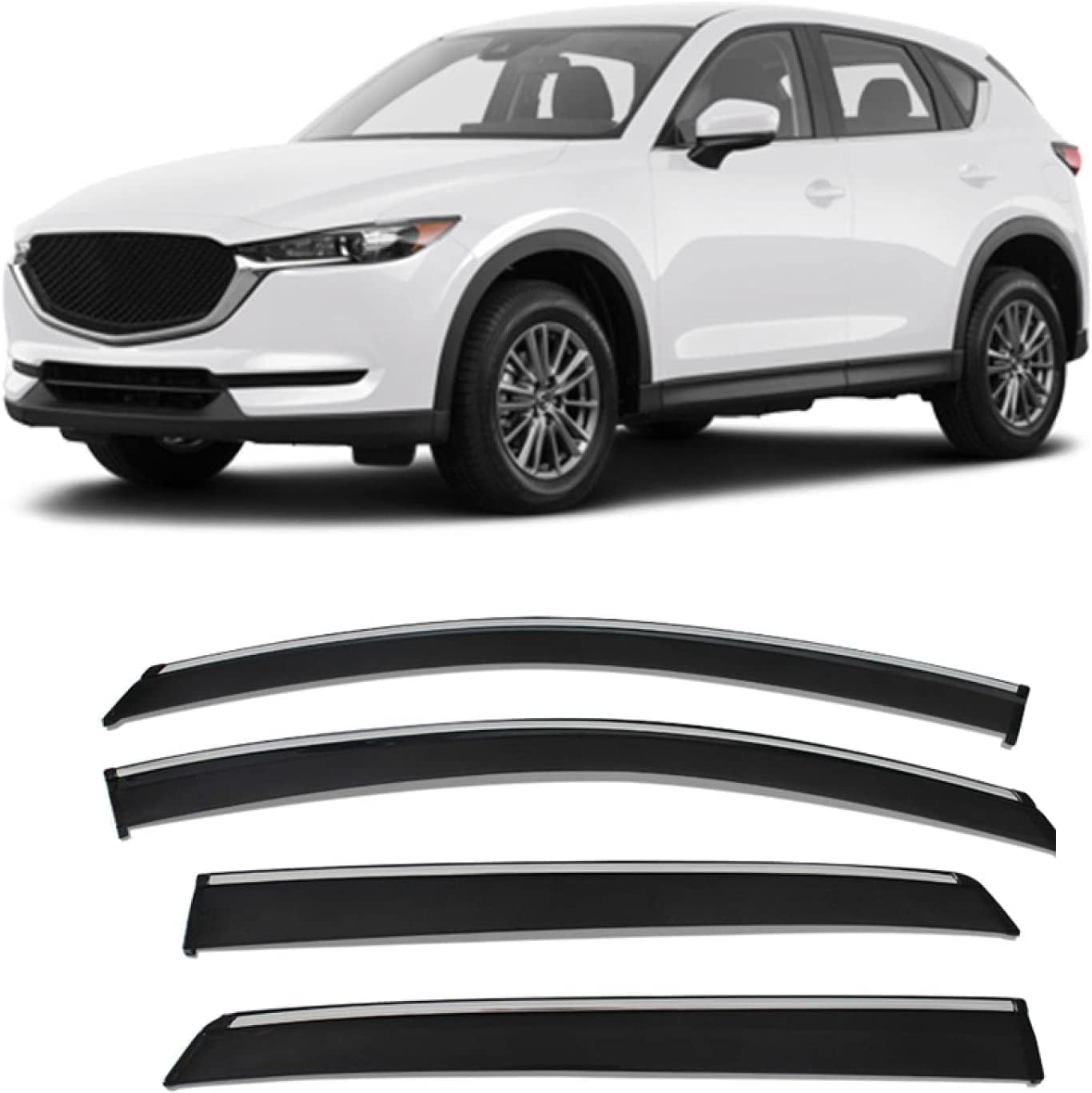 PANXUC Car Wind Deflectors for Mazda CX5 CX 5 CX-5 2017-2021, Side Window Wind Rain Deflector Window Visor Sun Rain Guard Smoke Guards