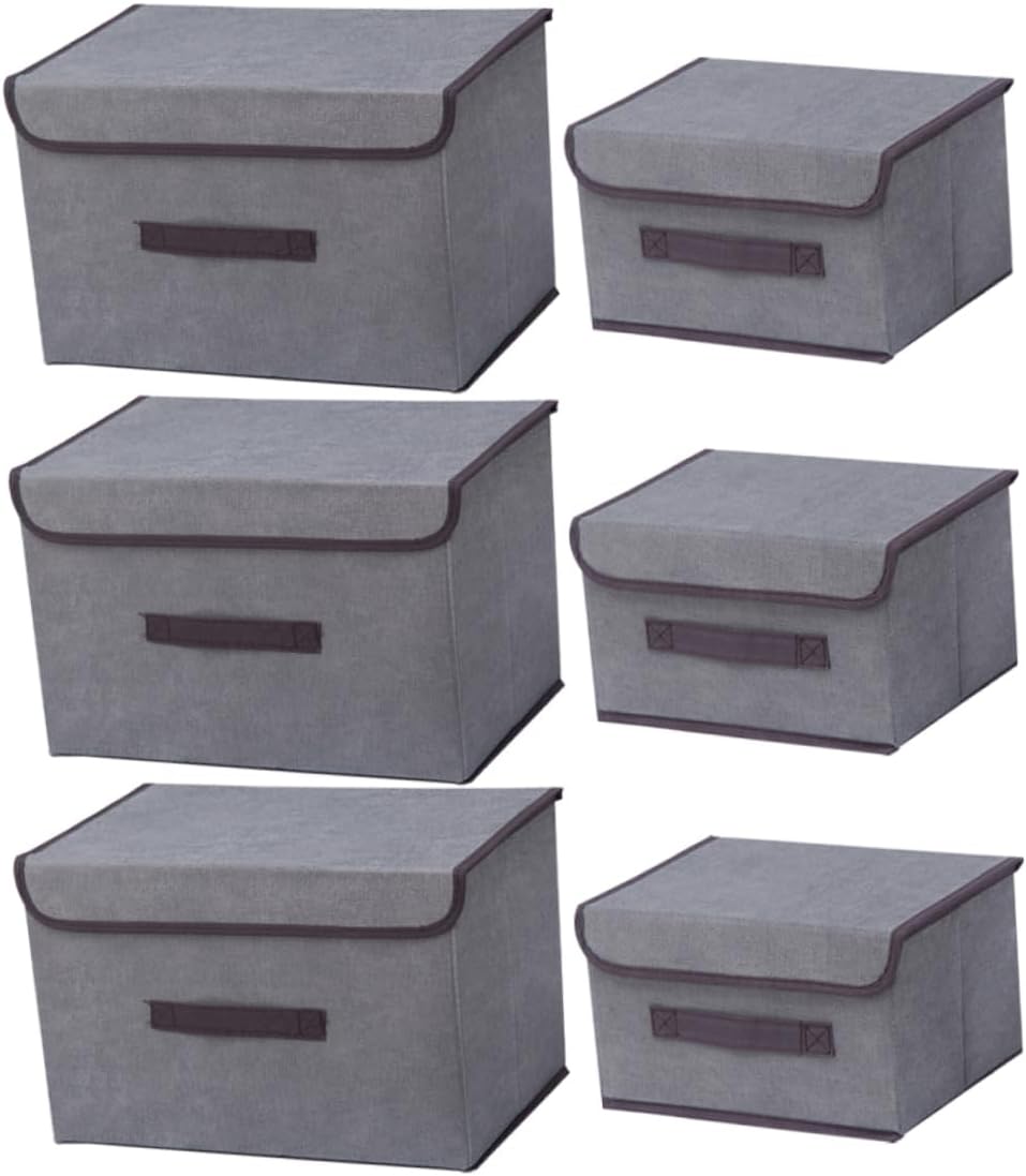 3sets Foldable Clothes Storage Bins Organizer for Wardrobe Closet Space-saving Storage Containers Grey for Jeans Pants and Household Items