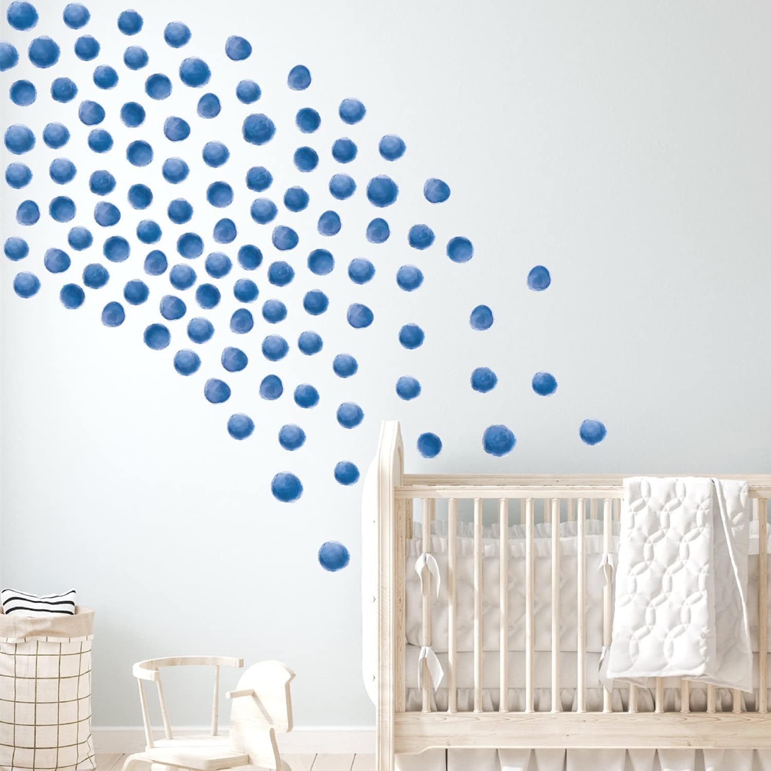 120Pcs Blue Polka Dot Wall Decals,Nursery Wall Decor