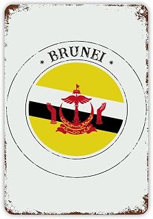 Brunei Aluminum Flag Metal Sign Brunei Flag Metal Sign Popular Country City Souvenir Wall Art Poster Vintage Patriotic Home Decor Funny Garage Yard Signs Indoor & Outdoor Decor 18x12 inch