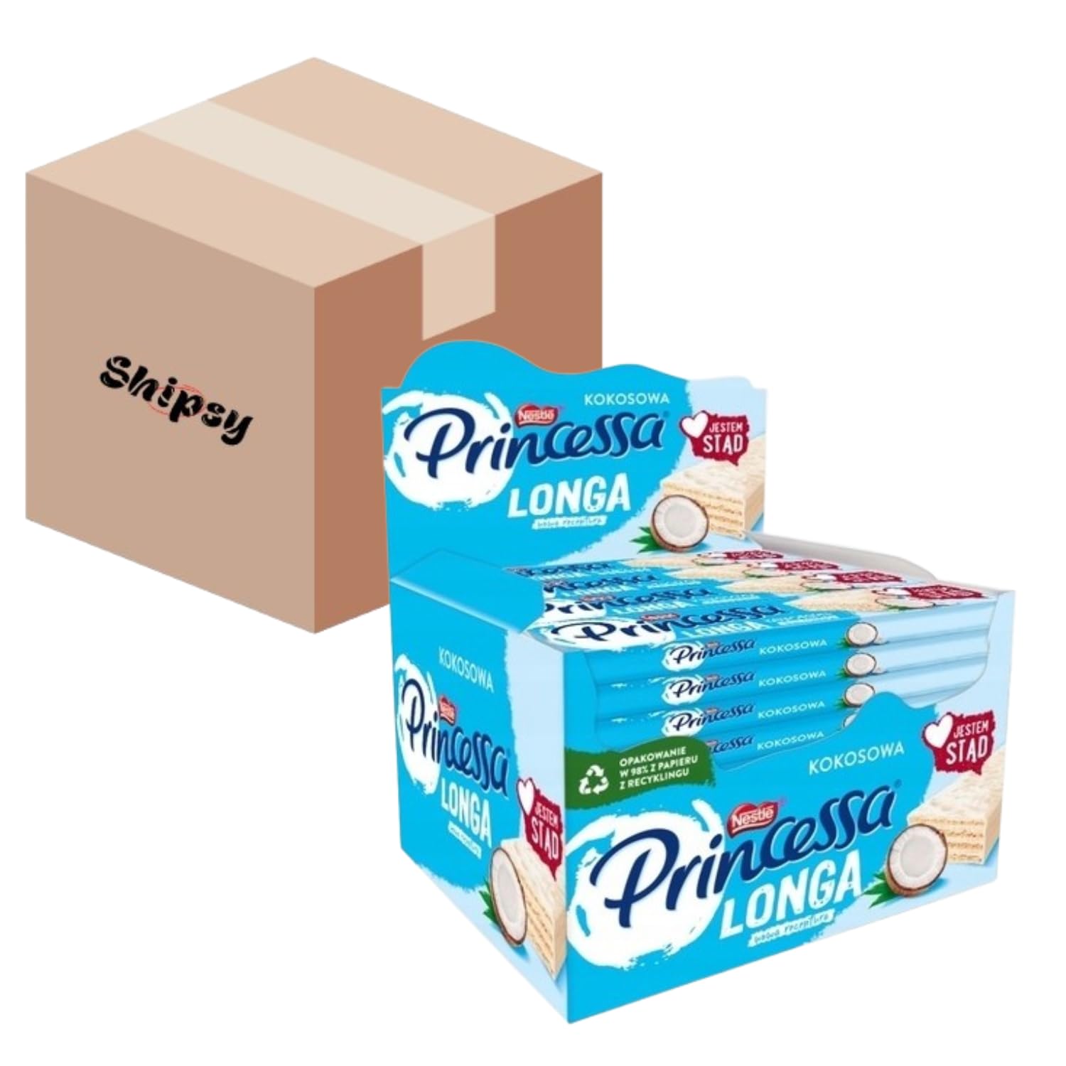 Wafel Princessa Longa Kokosowa 40g/30 Shipsy Box