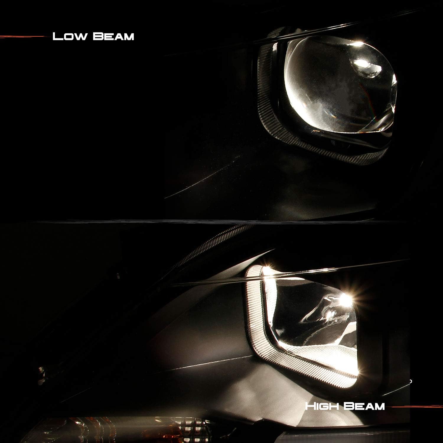 AKKON - Fits 2013 2014 2015 Sentra LED DRL Projector Front Black Bezel Headlights Headlamps Pair Left + Right