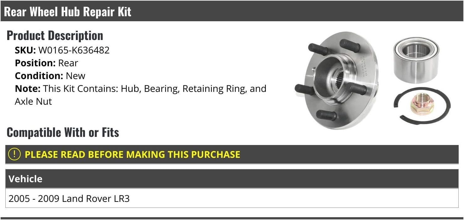 Rear Wheel Bearing Hub Repair Kit - Compatible with 2005-2009 Land Rover LR3