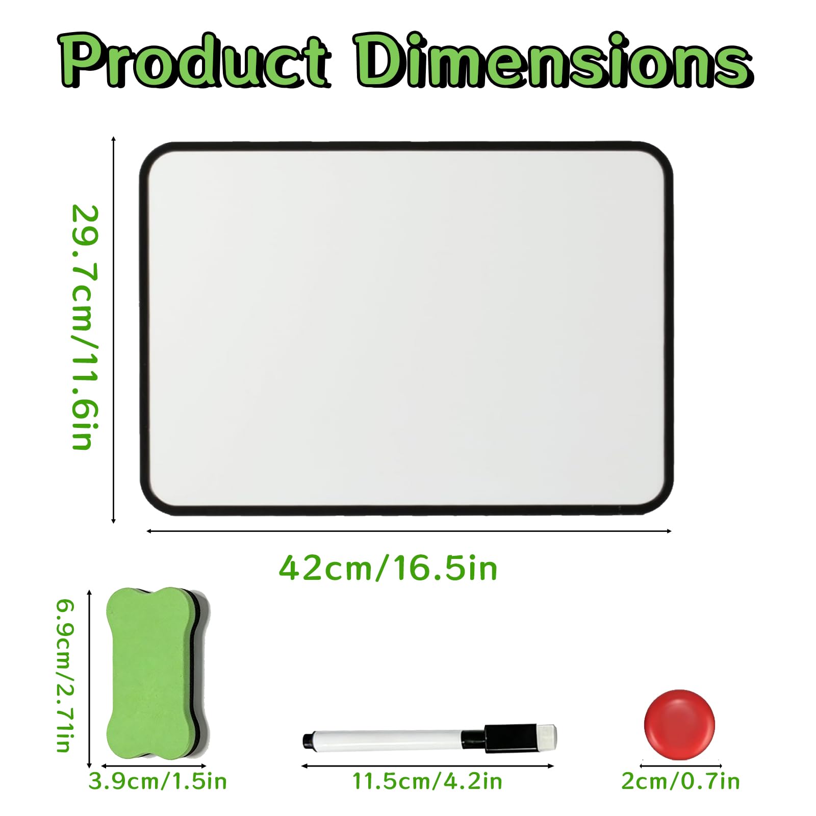Lot de 2 Tableau Blanc Effaçable à Sec A3, Double Face, Effaçable à Sec, avec Stylos, Gomme et Aimants, Idéal pour Bureau, École, Maison, Dessin et Écriture