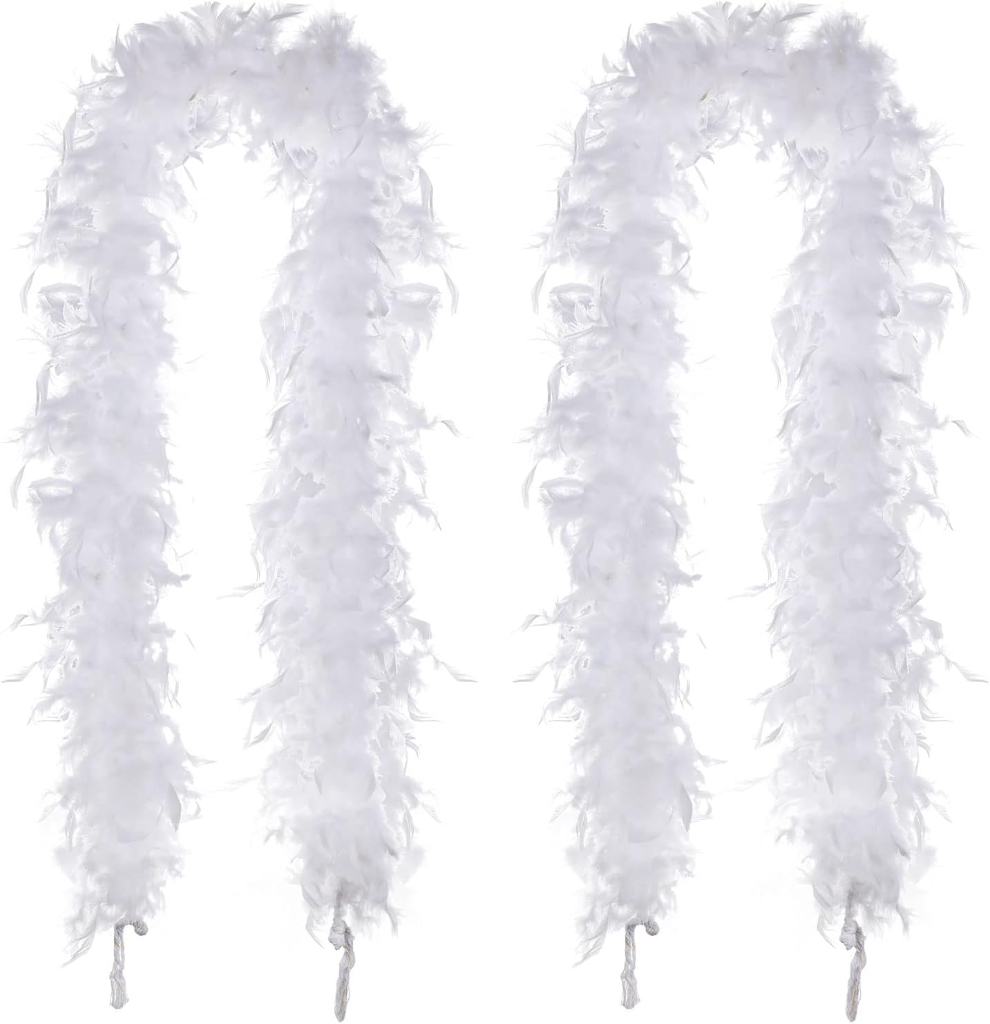 Juexica Feather Boa 2 Pcs 72 Inches Long Feather Boa for Halloween Christmas Tree Office Decor Costume Wedding Party Decoration(40 Grams,White)