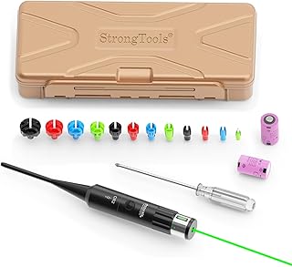 StrongTools Red/Green Laser BoreSighter 177 to .50 Caliber Rifle Scope Handgun Hunting Red/Green Dot Boresight Kit Press Switch Bore Sight 800mAh Battery