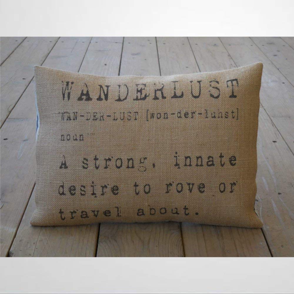 EricauBird Wanderlust Pillow Farmhouse Pillows Travel Gift Throw Pillow Cover Cushion Cover Pillow case 12x20 inch