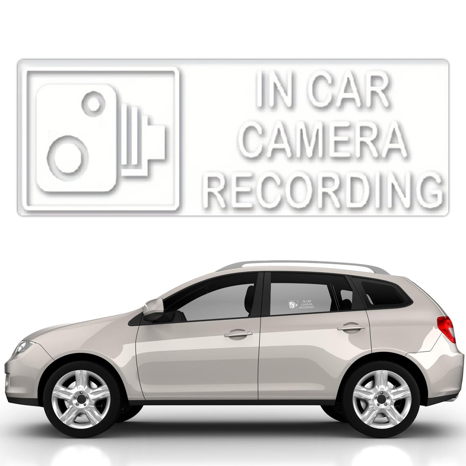 Adhesivo de vigilancia para coche, etiqueta de seguridad para cámara de parabrisas, adhesivo para grabación de imágenes de cámara de vehículo, pegatina de alarma de videovigilancia del coche, adhesivo