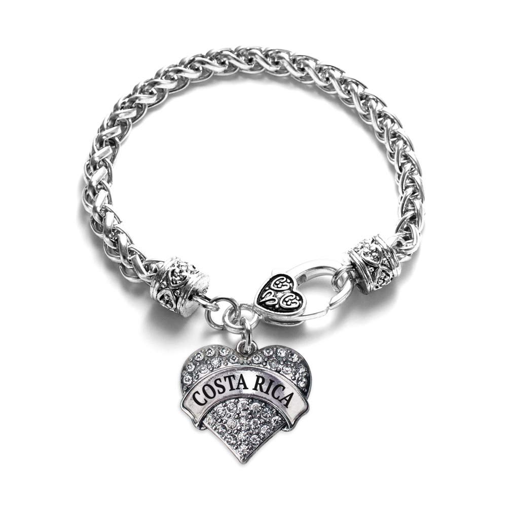 Inspired Silver - Silver Pave Heart Charm Bracelet with Cubic Zirconia Jewelry