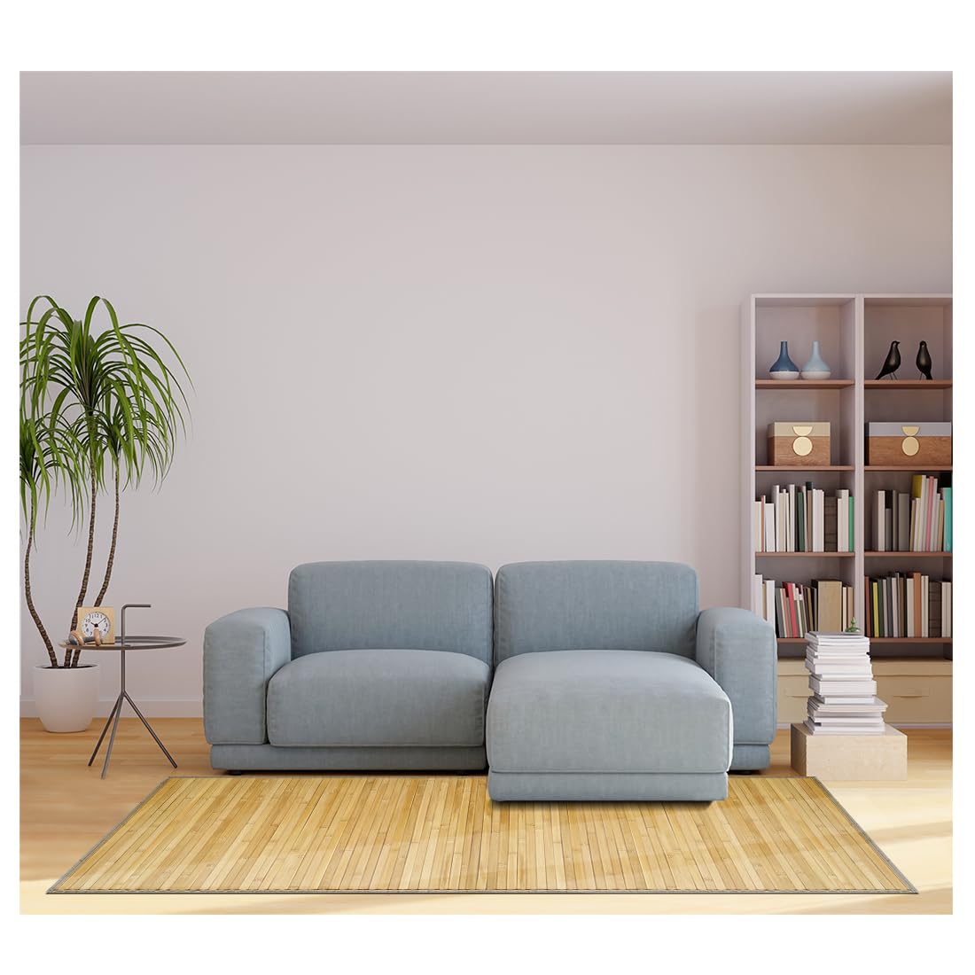 Acomoda Textil – Alfombra de Bambú Natural Ecológica para Interior y Exterior. Alfombra Resistente, Antideslizante y Cómoda para Dormitorio, Salón y Jardín. (Natural, 60x90 cm)