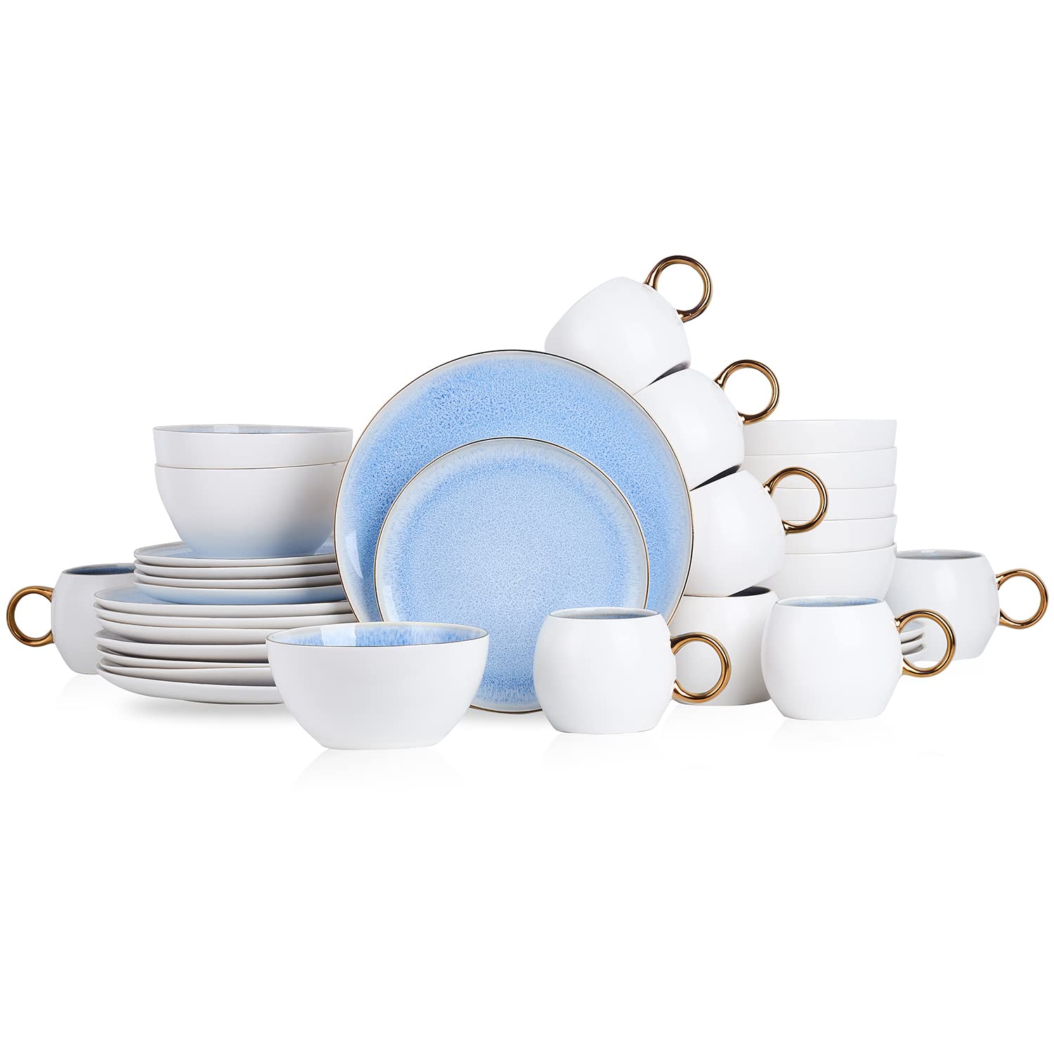 Stone lain Josephine Porcelain Dinnerware Set, 32-Piece Service for 8, Blue